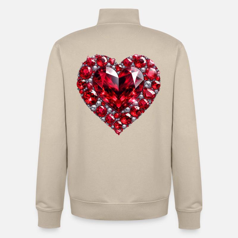 Ruby d'amour en cristal - Sweat zippé unisexe en coton bio Stanley/Stella - beige crème