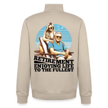 Rente Ruhestand Leben genießen Geschenk - Unisex Organic Zip Sweatshirt von Stanley/Stella - Cremebeige - Hinten - AI Model Male 185 dark (185cm)