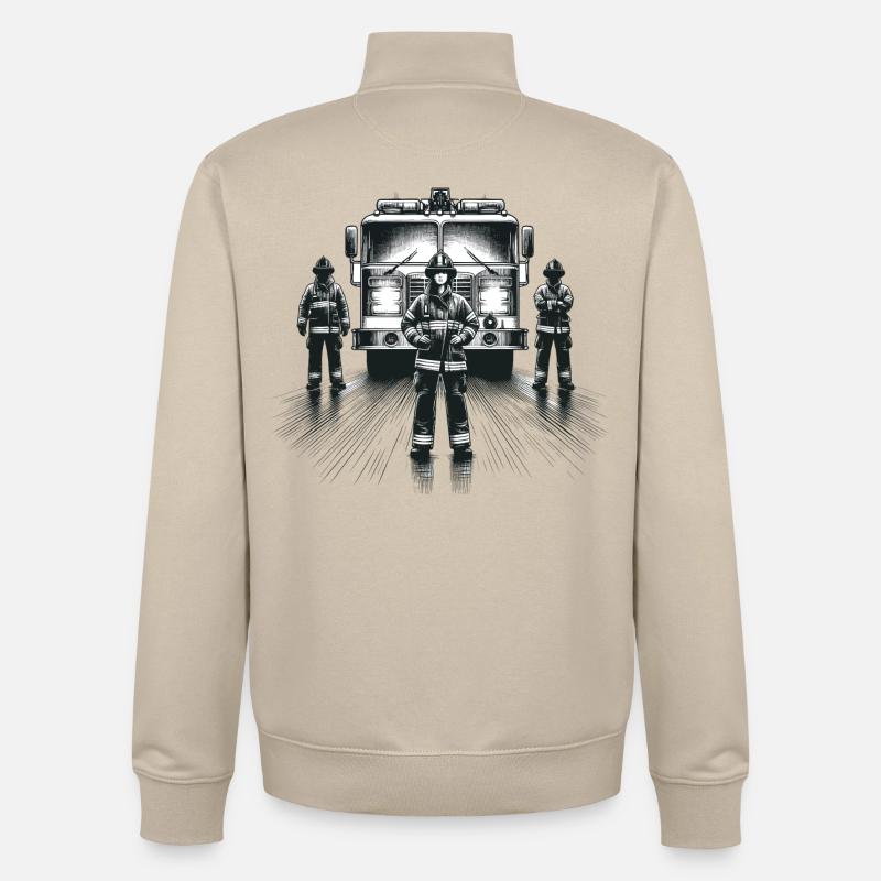 Cadeau graphique pompier - Sweat zippé unisexe en coton bio Stanley/Stella - beige crème