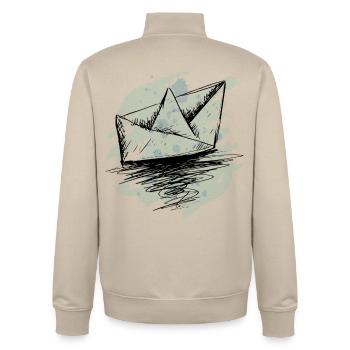 Bateau Origami Teal Splash - Sweat zippé unisexe en coton bio Stanley/Stella - beige crème - Dos - AI Model Male 185 dark (185cm)