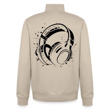 Headphones - Unisex Organic Zip Sweatshirt by Stanley/Stella - desert dust - Back - AI Model Male 185 dark (185cm)