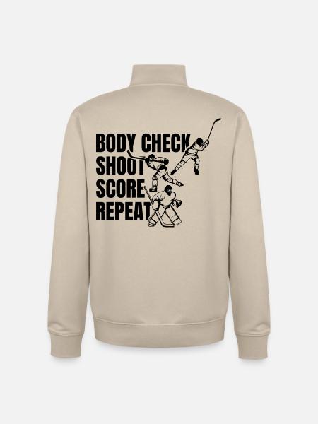 Bodycheck Shoot Points Repeat - Unisex Organic Zip Sweatshirt by Stanley/Stella - desert dust