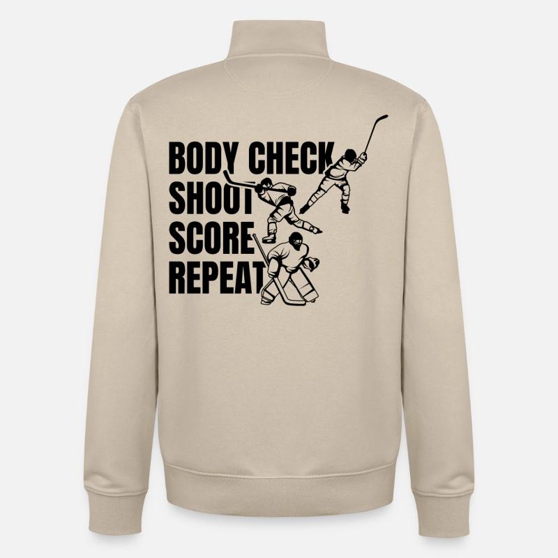 Bodycheck Shoot Points Repeat - Unisex Organic Zip Sweatshirt by Stanley/Stella - desert dust