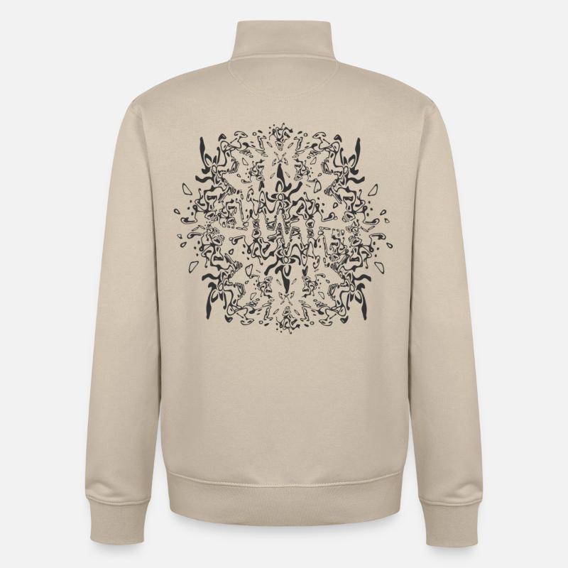Abstraktes Schwarzes Mandala Muster - Unisex Organic Zip Sweatshirt von Stanley/Stella - Cremebeige
