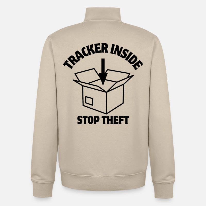 Security, Parcel Lock, Inside Tracker - Unisex Organic Zip Sweatshirt by Stanley/Stella - desert dust