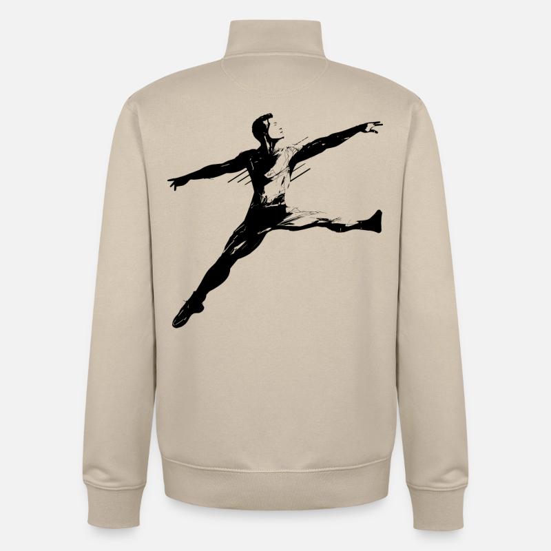 Dessin de garçon de ballet - Sweat zippé unisexe en coton bio Stanley/Stella - beige crème