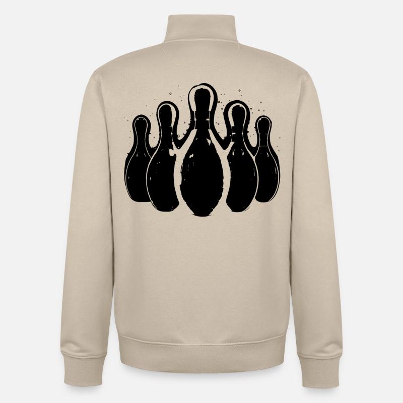 Graphismes de bowling - Sweat zippé unisexe en coton bio Stanley/Stella - beige crème