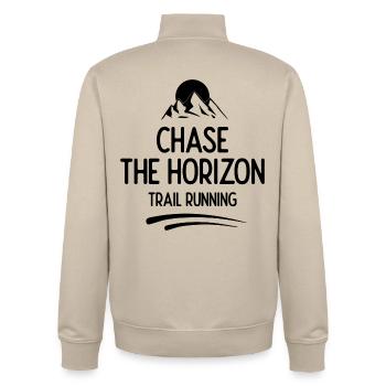 Trailrunning - Jagd auf den Horizont - Unisex Organic Zip Sweatshirt von Stanley/Stella - Cremebeige - Hinten - AI Model Male 185 dark (185cm)