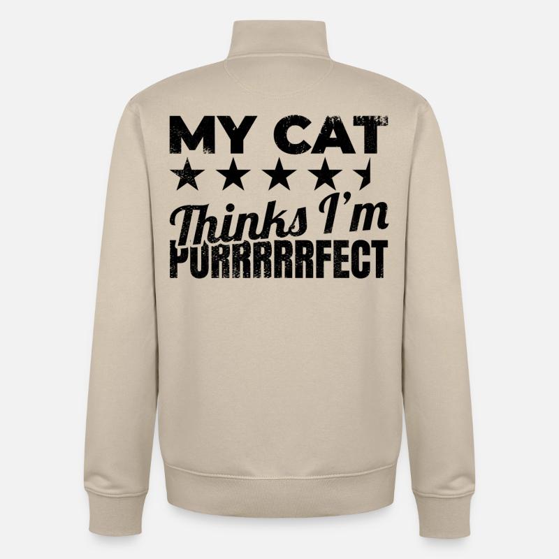 Blague de propriétaire de chat - Sweat zippé unisexe en coton bio Stanley/Stella - beige crème