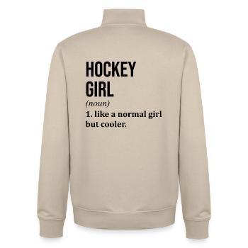 Hockey - Unisex Organic Zip Sweatshirt von Stanley/Stella - Cremebeige - Hinten - AI Model Male 185 dark (185cm)