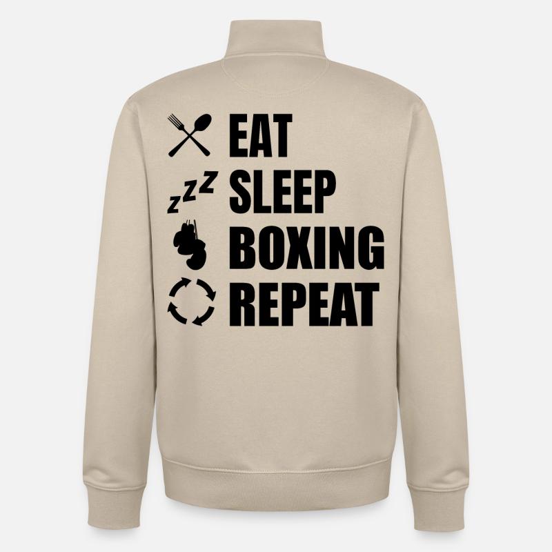 Routine de boxe - Sweat zippé unisexe en coton bio Stanley/Stella - beige crème