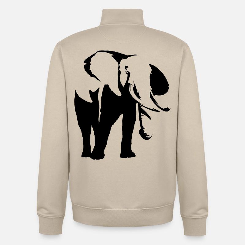 Eléphant d’Afrique - Sweat zippé unisexe en coton bio Stanley/Stella - beige crème