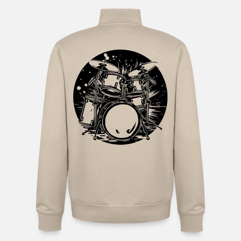 Graphismes de batterie - Sweat zippé unisexe en coton bio Stanley/Stella - beige crème