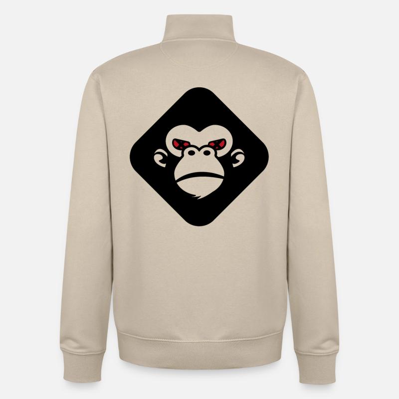 Logo du gorille - Sweat zippé unisexe en coton bio Stanley/Stella - beige crème