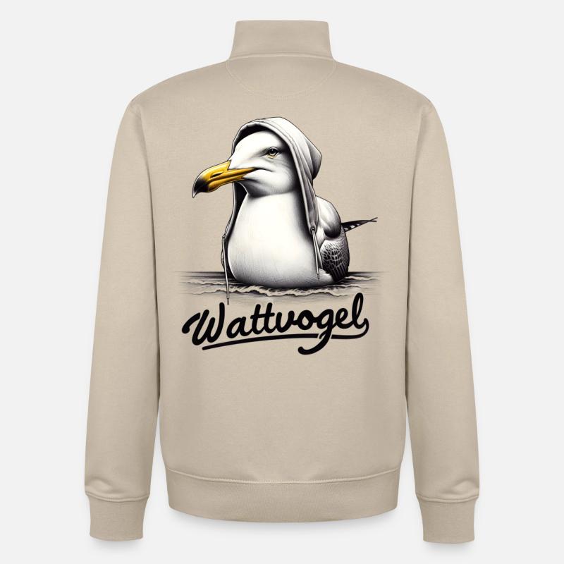 Wattvogel Coole Möwe mit Kapuze - Unisex Organic Zip Sweatshirt von Stanley/Stella - Cremebeige