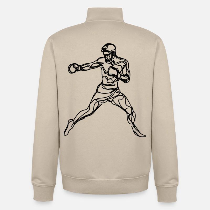 Dessin de boxe - Sweat zippé unisexe en coton bio Stanley/Stella - beige crème