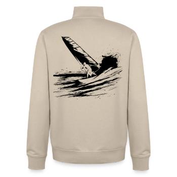 Planche à voile - Sweat zippé unisexe en coton bio Stanley/Stella - beige crème - Dos - AI Model Male 185 dark (185cm)
