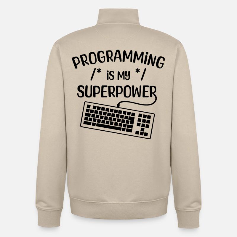 Computer Freak Statement Développeur Programmeur - Sweat zippé unisexe en coton bio Stanley/Stella - beige crème
