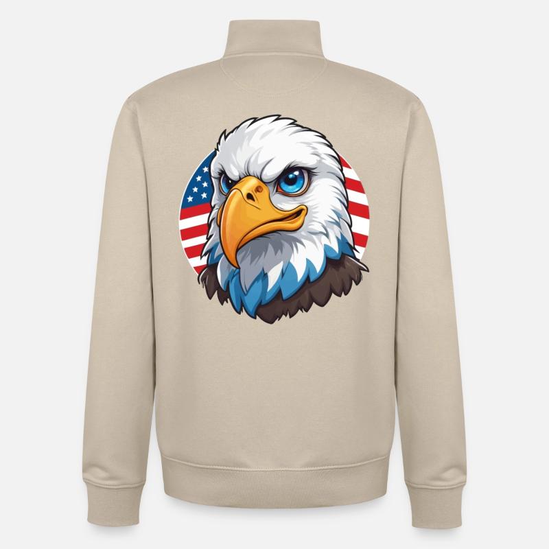 USA Flag Eaglehead Bald Eagle - Unisex Organic Zip Sweatshirt by Stanley/Stella - desert dust