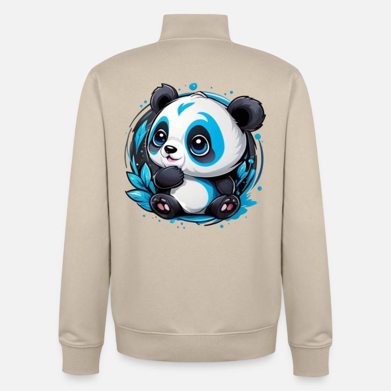Panda Ours Petit et Mignon - Sweat zippé unisexe en coton bio Stanley/Stella - beige crème