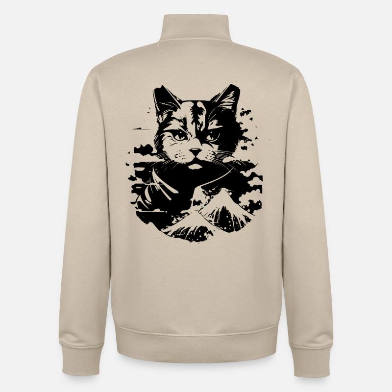 Look d’anime de chat - Sweat zippé unisexe en coton bio Stanley/Stella - beige crème