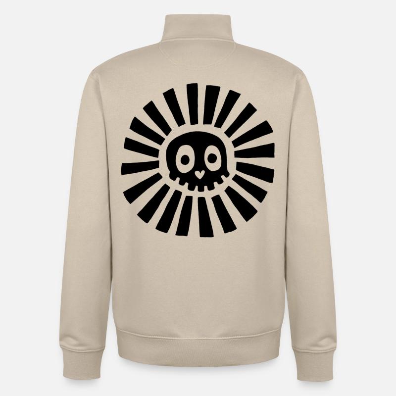 Schwarzer sonniger Totenkopf - Unisex Organic Zip Sweatshirt von Stanley/Stella - Cremebeige