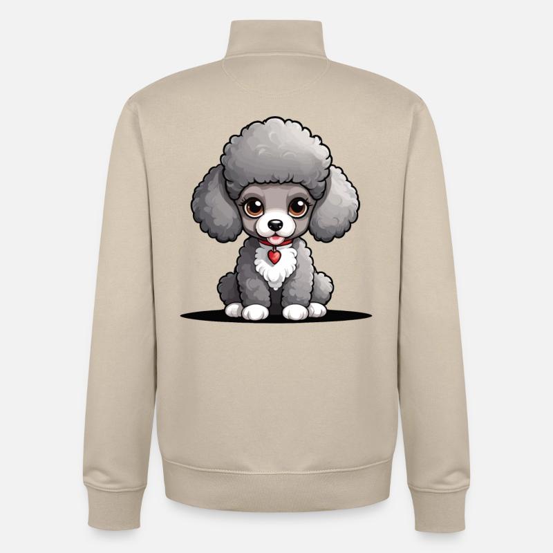 Caniche duveteux avec des cœurs - Sweat zippé unisexe en coton bio Stanley/Stella - beige crème