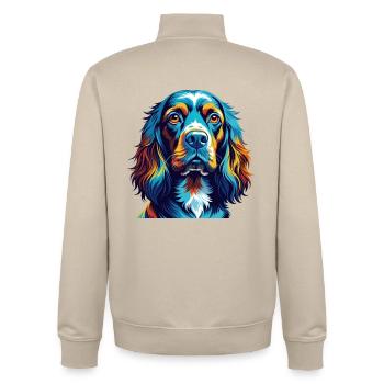 Sussex Spaniel Hunderasse Bunt Karikatur Kawaii - Unisex Organic Zip Sweatshirt von Stanley/Stella - Cremebeige - Hinten - AI Model Male 185 dark (185cm)