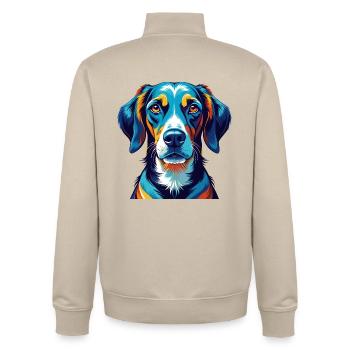 Estnische Windhundrasse Bunte Karikatur Kawaii - Unisex Organic Zip Sweatshirt von Stanley/Stella - Cremebeige - Hinten - AI Model Male 185 dark (185cm)