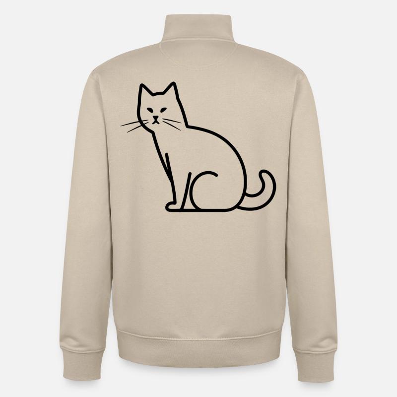 Dessin de chat - Sweat zippé unisexe en coton bio Stanley/Stella - beige crème