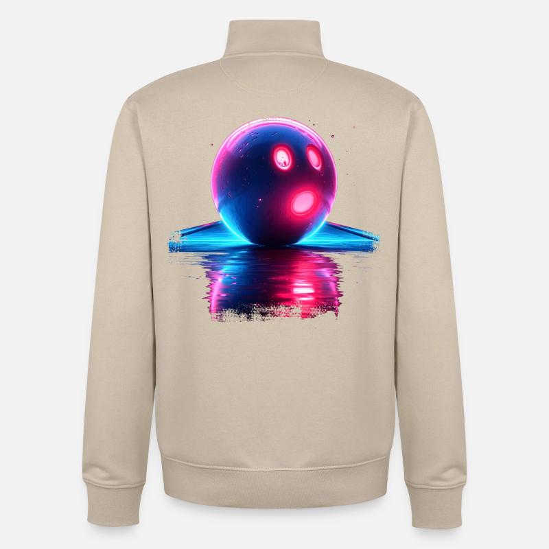 Bowling Retrowave - Sweat zippé unisexe en coton bio Stanley/Stella - beige crème