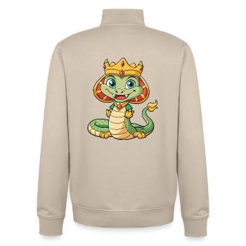 Roi Cobra Mignon Personnage De Dessin Animé Kawaii Clipart - Sweat zippé unisexe en coton bio Stanley/Stella - beige crème - Dos - AI Model Male 185 dark (185cm)