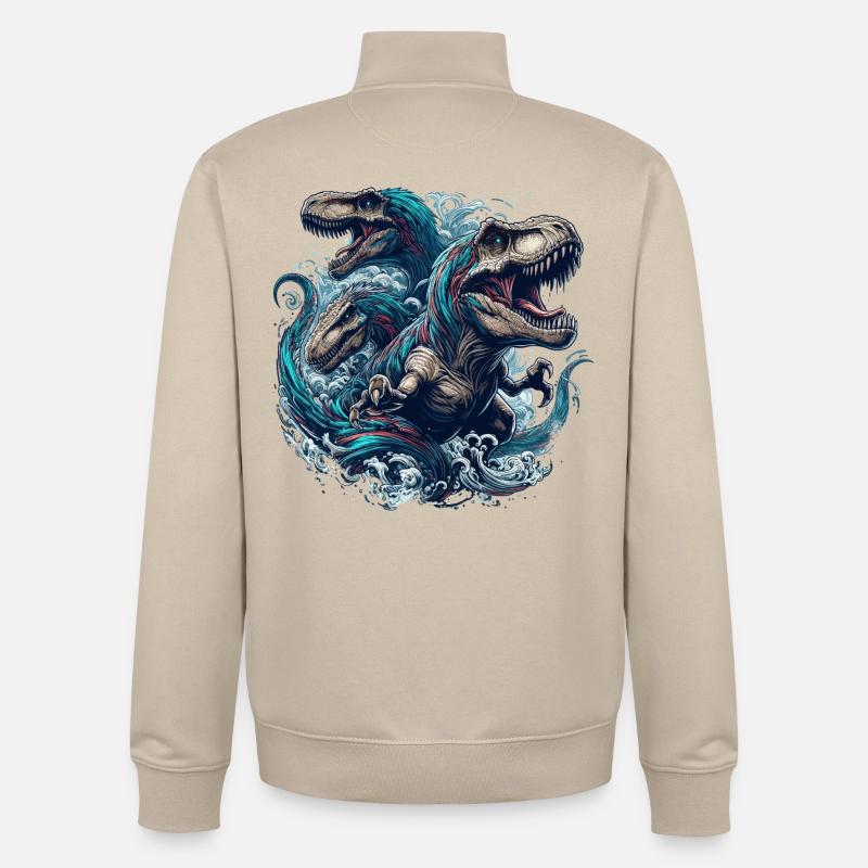 Brüllendes T-Rex Trio Dinosaurier Geschenk - Unisex Organic Zip Sweatshirt von Stanley/Stella - Cremebeige