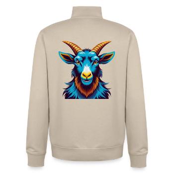 Goat Colorful Kawaii Cartoon Character Clipart - Unisex Organic Zip Sweatshirt by Stanley/Stella - desert dust - Back - AI Model Male 185 dark (185cm)