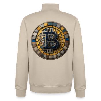Bitcoin en mosaïque - Sweat zippé unisexe en coton bio Stanley/Stella - beige crème - Dos - AI Model Male 185 dark (185cm)