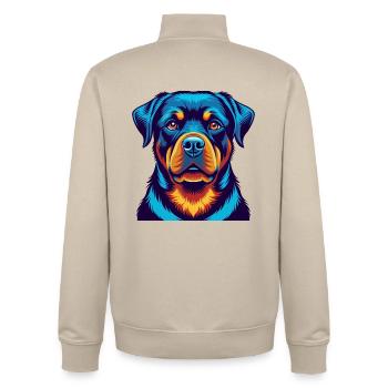 Rottweiler Hund Bunte Kawaii Zeichentrickfigur - Unisex Organic Zip Sweatshirt von Stanley/Stella - Cremebeige - Hinten - AI Model Male 185 dark (185cm)