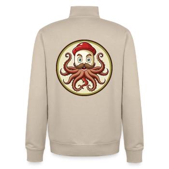 Octopus Colorful Kawaii Cartoon Character Clipart - Unisex Organic Zip Sweatshirt by Stanley/Stella - desert dust - Back - AI Model Male 185 dark (185cm)