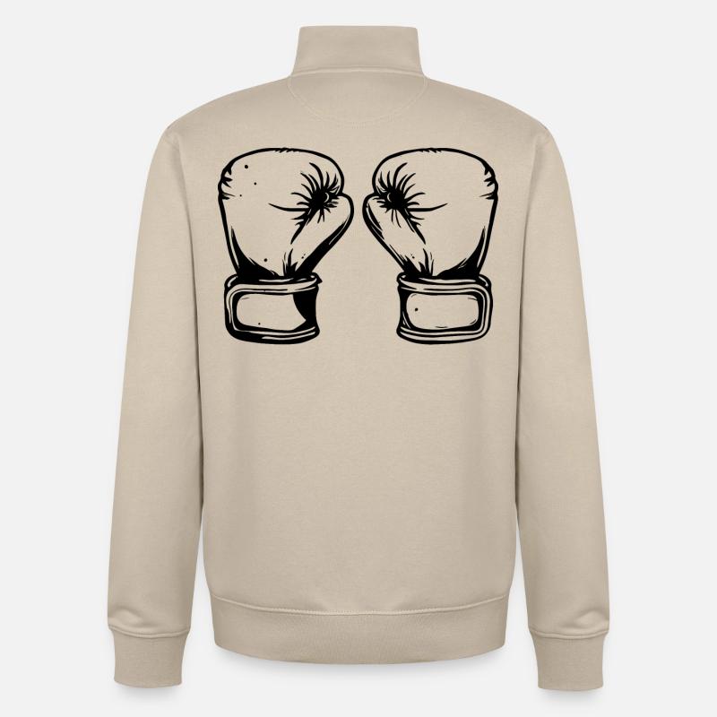 Dessin de gants de boxe - Sweat zippé unisexe en coton bio Stanley/Stella - beige crème