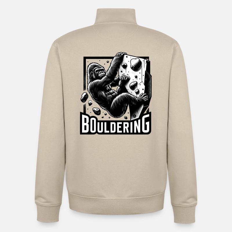 Bouldering Gorilla Silverback Cadeau - Sweat zippé unisexe en coton bio Stanley/Stella - beige crème