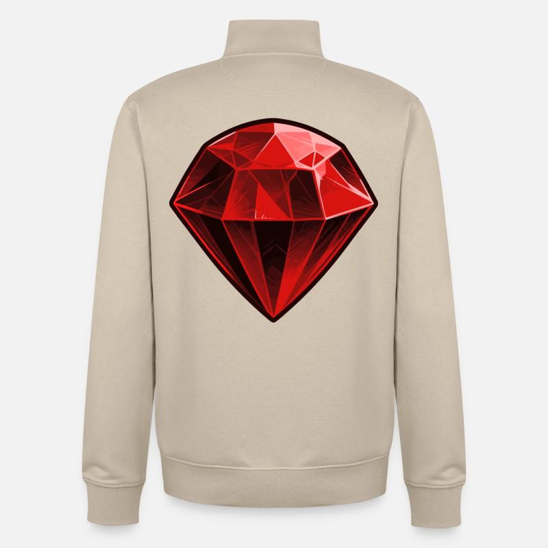 Precious Red Ruby Gemstone - Unisex Organic Zip Sweatshirt by Stanley/Stella - desert dust