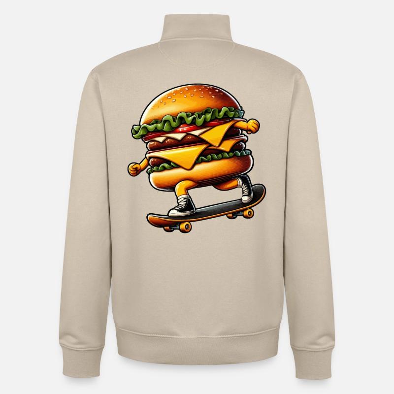 Cheeseburger Burger Skateboard Skater - Unisex Organic Zip Sweatshirt von Stanley/Stella - Cremebeige