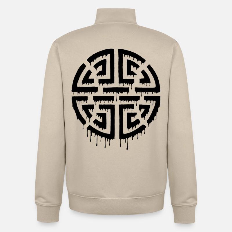 Graffiti eines schwarzen Labyrinths - Unisex Organic Zip Sweatshirt von Stanley/Stella - Cremebeige