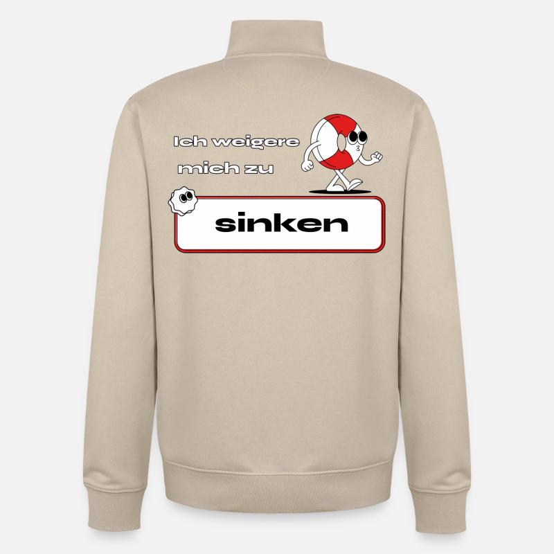 Je refuse de couler - Sweat zippé unisexe en coton bio Stanley/Stella - beige crème