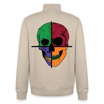 Vier geteilter Skelettschädel - Unisex Organic Zip Sweatshirt von Stanley/Stella - Cremebeige - Hinten - AI Model Male 185 dark (185cm)