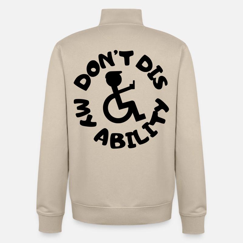 Ne niez pas mon handicap # - Sweat zippé unisexe en coton bio Stanley/Stella - beige crème