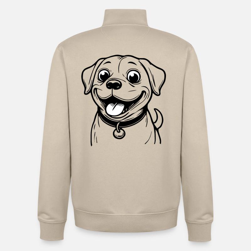 Image de la tête d’un chien joyeux - Sweat zippé unisexe en coton bio Stanley/Stella - beige crème