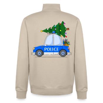 Police Car Police Christmas - Unisex Organic Zip Sweatshirt by Stanley/Stella - desert dust - Back - AI Model Male 185 dark (185cm)