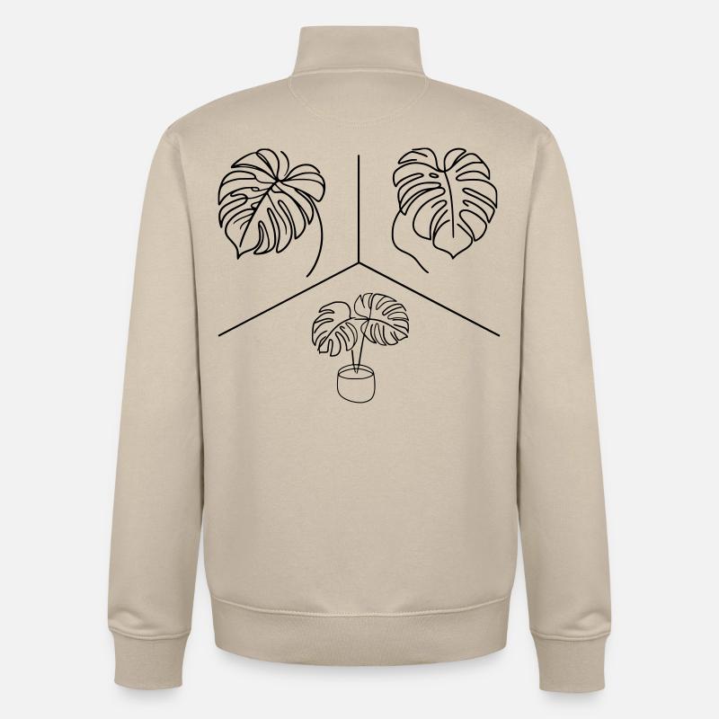 Conception Monstera - Sweat zippé unisexe en coton bio Stanley/Stella - beige crème