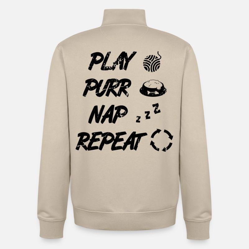 Routine du chat - Sweat zippé unisexe en coton bio Stanley/Stella - beige crème