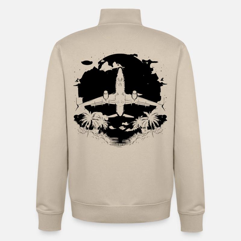 Graphisme d’avion - Sweat zippé unisexe en coton bio Stanley/Stella - beige crème